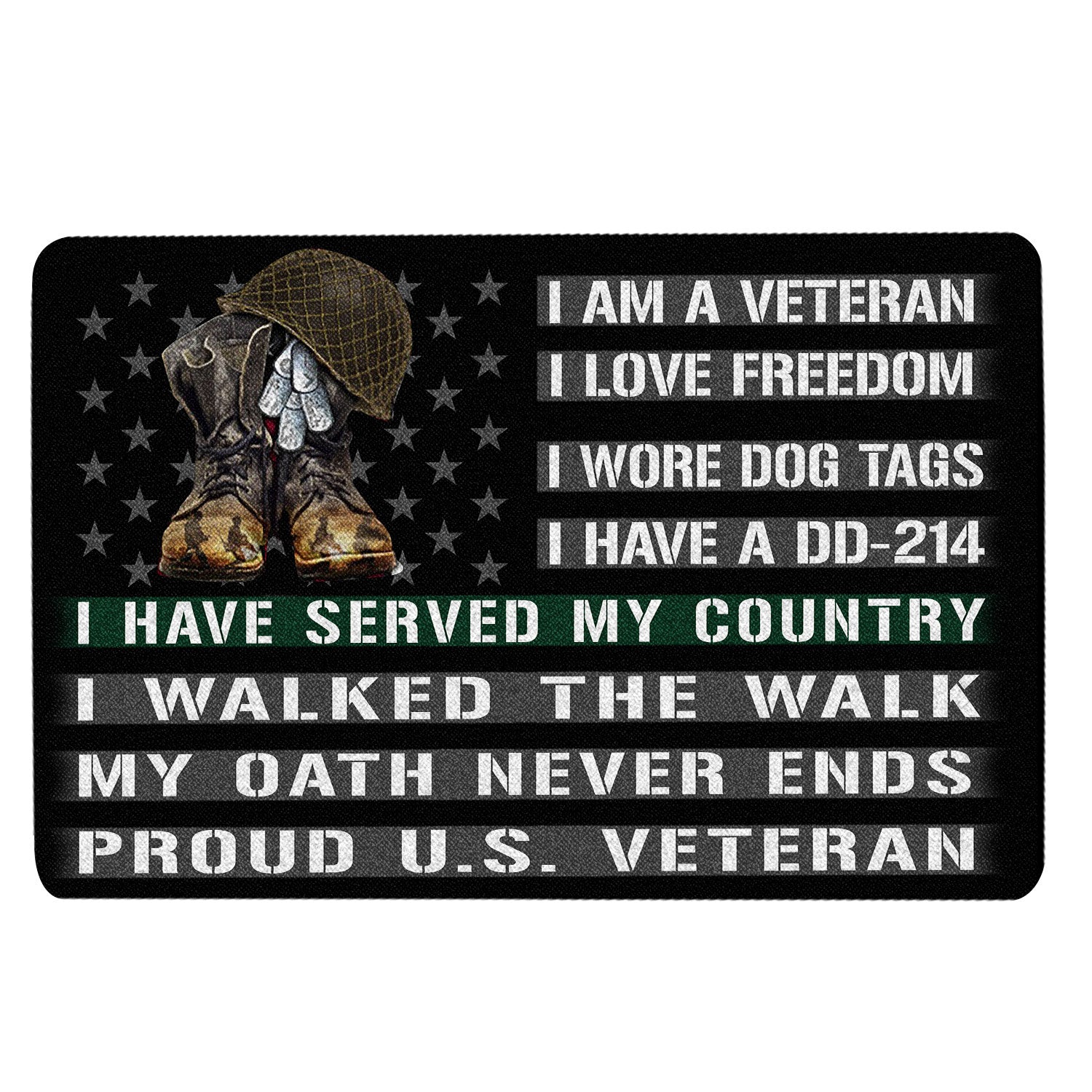 Ohaprints-Doormat-Outdoor-Indoor-Veteran-Proud-US-Veteran-Dd-214-Boots--Hat-Rubber-Door-Mat-1895-18'' x 30''