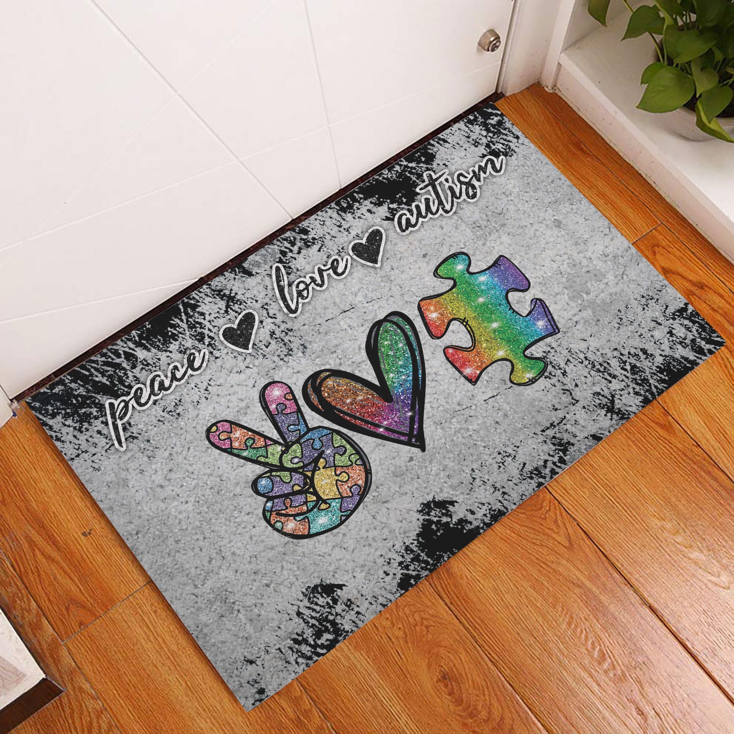 Ohaprints-Doormat-Outdoor-Indoor-Autism-Awareness-Peace-Love-Autism-Support-Gift-Grey-Pattern-Rubber-Door-Mat-954-