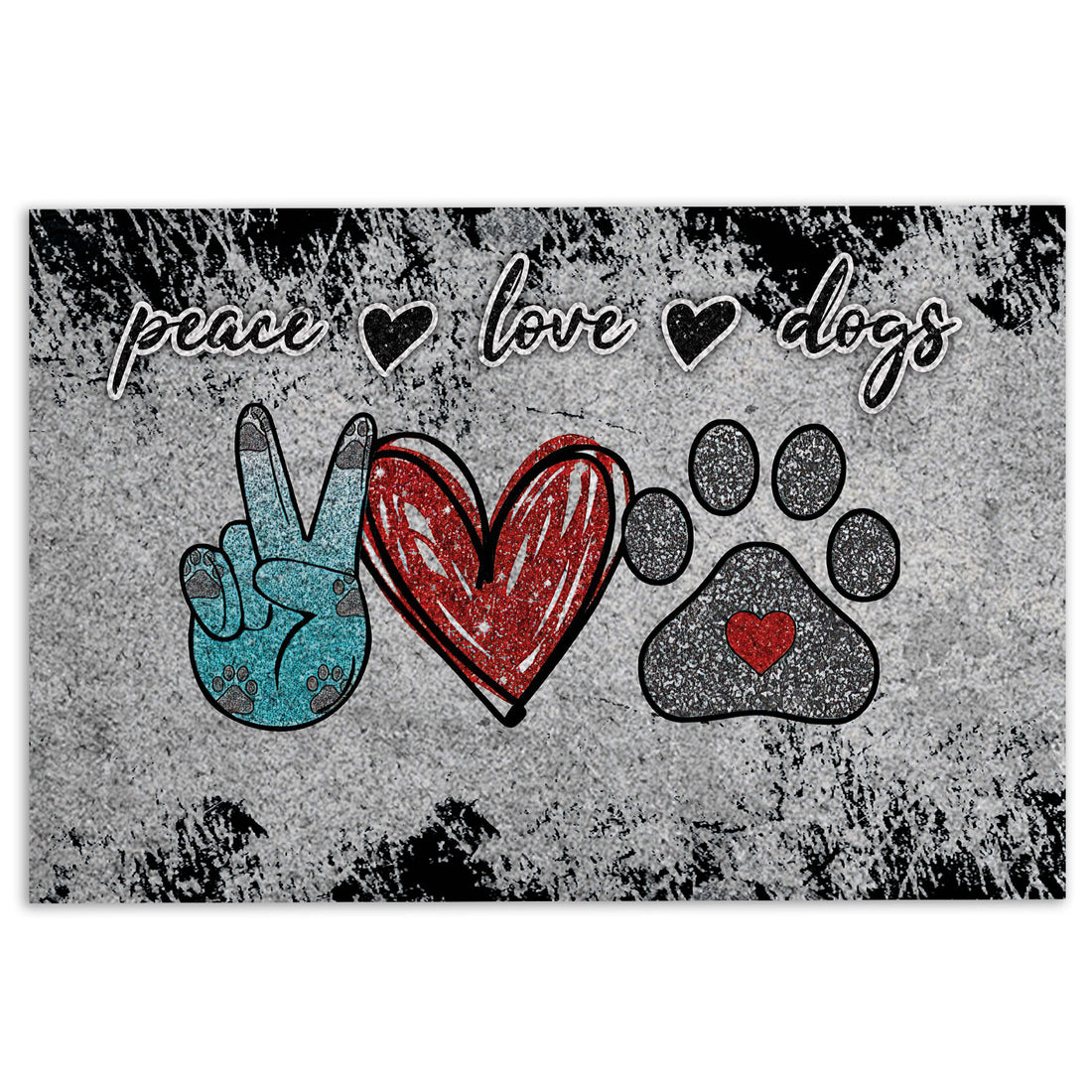 Ohaprints-Doormat-Outdoor-Indoor-Peace-Love-Dogs-Dog-Paw-Gift-For-Dog-Puppy-Pet-Lover-Grey-Rubber-Door-Mat-955-18'' x 30''