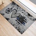 Ohaprints-Doormat-Outdoor-Indoor-Police-Peace-Love-Back-The-Blue-Thin-Blue-Line-Grey-Pattern-Rubber-Door-Mat-957-