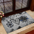 Ohaprints-Doormat-Outdoor-Indoor-Police-Peace-Love-Back-The-Blue-Thin-Blue-Line-Grey-Pattern-Rubber-Door-Mat-957-