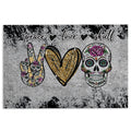 Ohaprints-Doormat-Outdoor-Indoor-Peace-Love-Sugar-Skull-Unique-Gift-For-Skull-Lover-Grey-Pattern-Rubber-Door-Mat-959-18'' x 30''