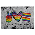 Ohaprints-Doormat-Outdoor-Indoor-Lgbt-Lgbtq-Peace-Love-Equality-Pride-Love-Is-Love-Rainbow-Grey-Rubber-Door-Mat-961-18'' x 30''