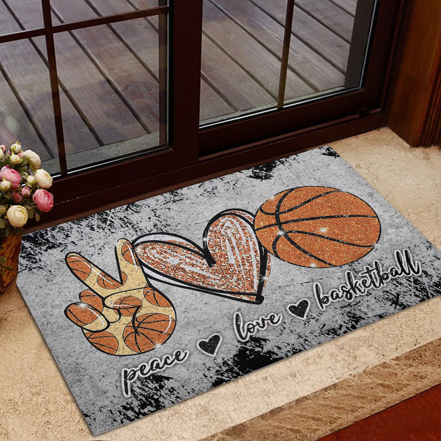 Ohaprints-Doormat-Outdoor-Indoor-Peace-Love-Basketball-Unique-Gift-For-Sport-Lover-Grey-Rubber-Door-Mat-963-