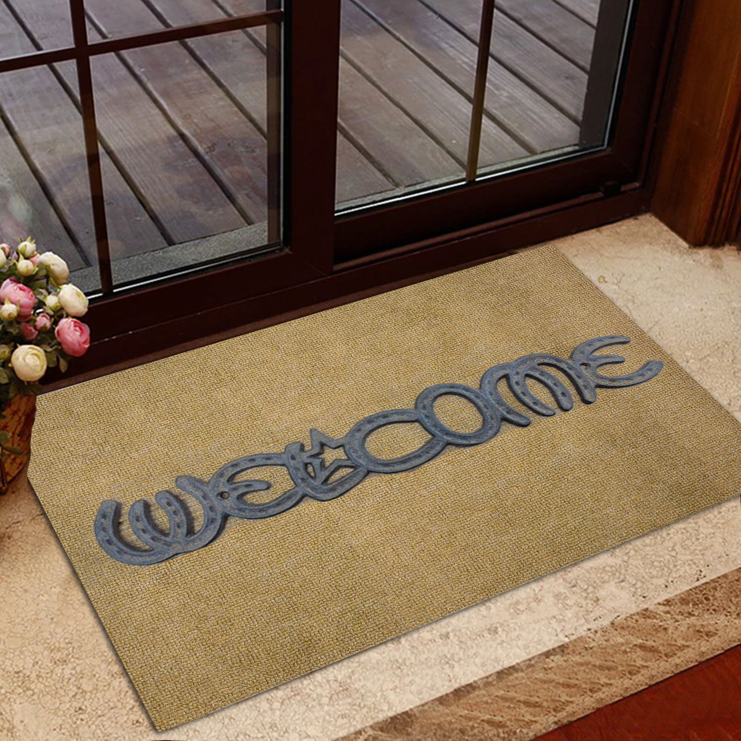 Ohaprints-Doormat-Outdoor-Indoor-Welcome-Horseshoe-Cowboy-Cowgirl-Western-Texas-Home-Wood-Pattern-Rubber-Door-Mat-971-