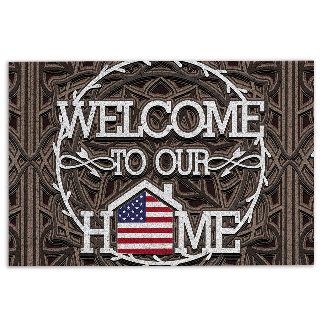 Ohaprints-Doormat-Outdoor-Indoor-America-Welcome-To-Our-Home-American-Us-Flag-Happy-4Th-Of-July-Rubber-Door-Mat-976-18'' x 30''