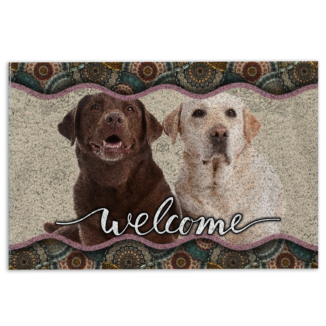 Ohaprints-Doormat-Outdoor-Indoor-Yellow--Chocolate-Labrador-Mandala-Pattern-Gift-For-Dog-Lover-Rubber-Door-Mat-978-18'' x 30''