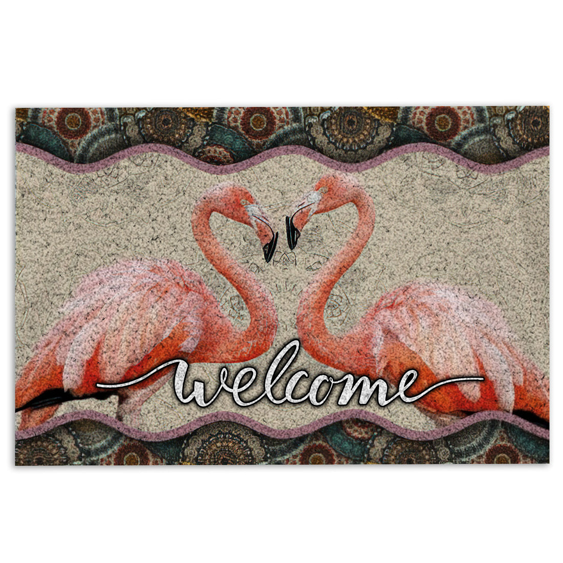 Ohaprints-Doormat-Outdoor-Indoor-Two-Pink-Flamingo-Mandala-Pattern-Unique-Gift-For-Animal-Lover-Rubber-Door-Mat-980-18'' x 30''