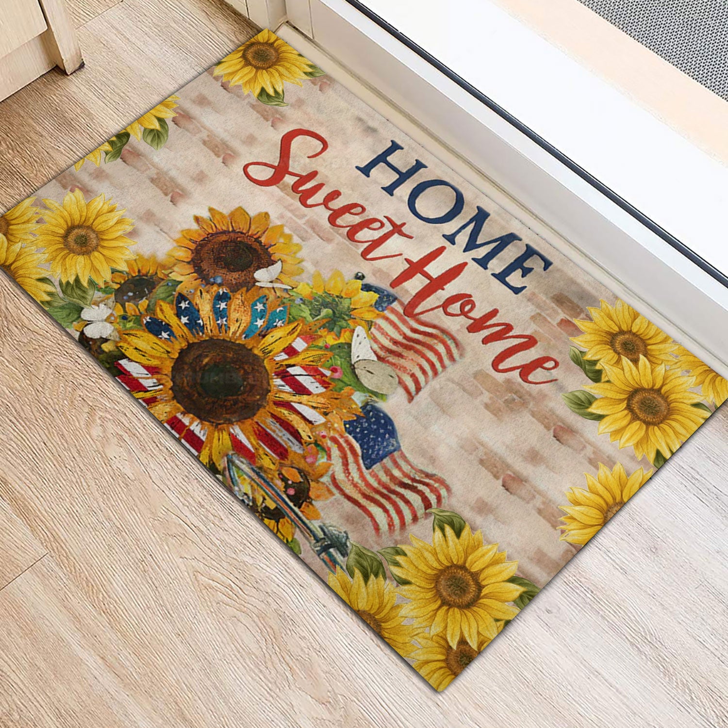 Ohaprints-Doormat-Outdoor-Indoor-Sunflower-Home-Sweet-Home-American-Us-Flag-Floral-Light-Brown-Rubber-Door-Mat-985-