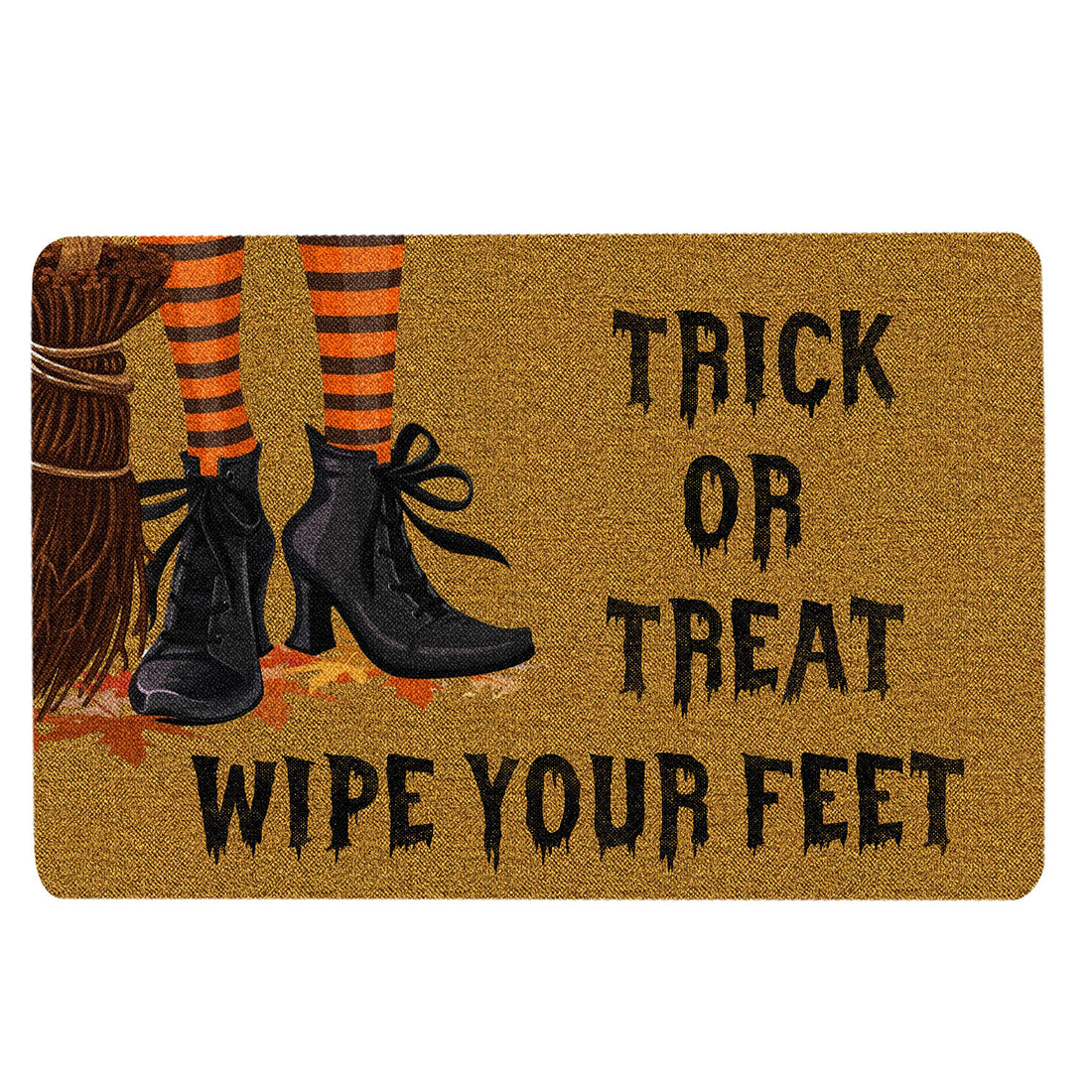 Ohaprints-Doormat-Outdoor-Indoor-Witch-Wicca-Trick-Or-Treat-Wipe-Your-Feet-Happy-Halloween-Rubber-Door-Mat-1941-18'' x 30''