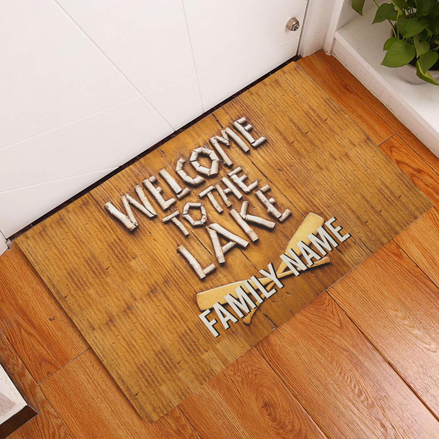 Ohaprints-Doormat-Outdoor-Indoor-Welcome-To-The-Lake-Brown-Pattern-Custom-Personalized-Name-Rubber-Door-Mat-1009-