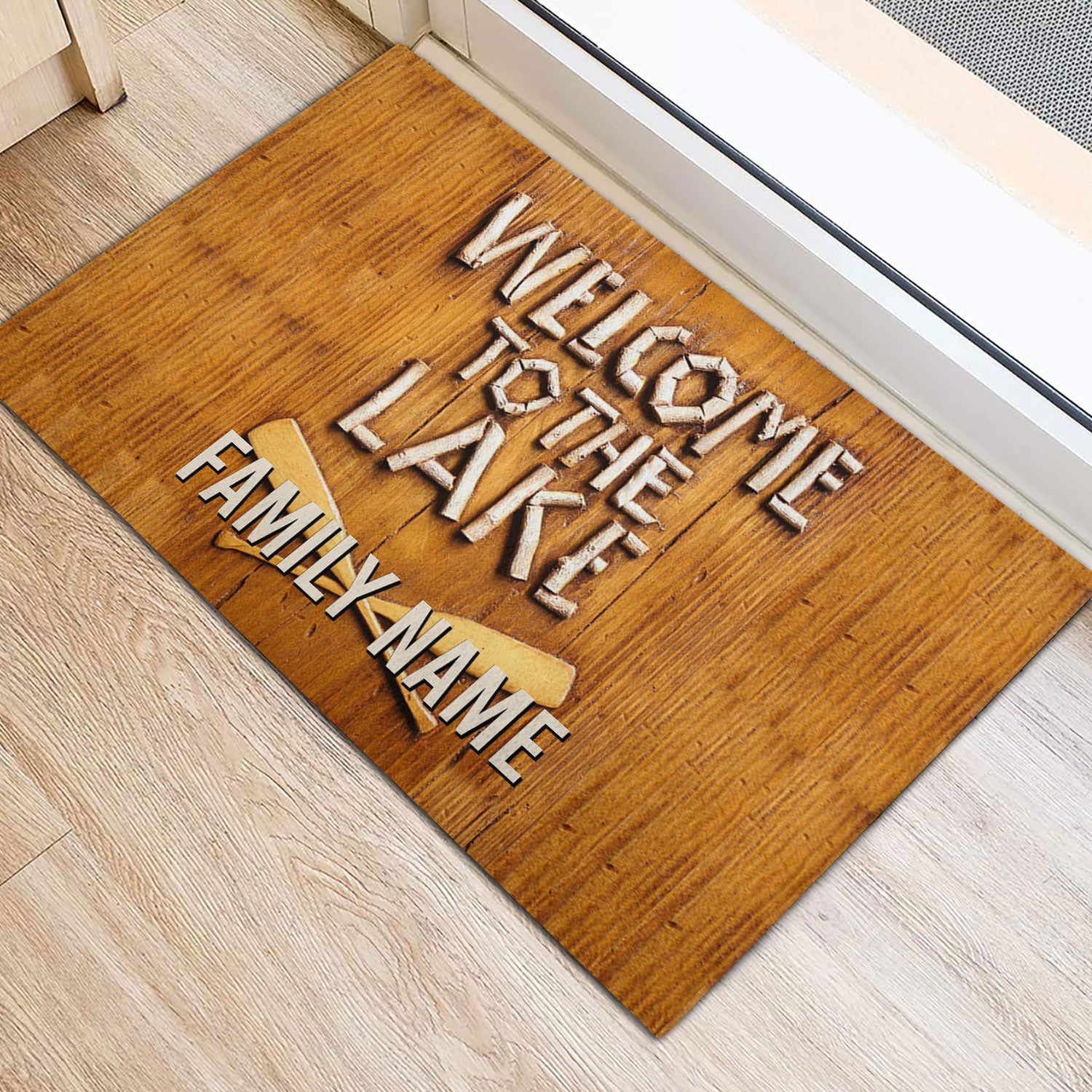 Ohaprints-Doormat-Outdoor-Indoor-Welcome-To-The-Lake-Brown-Pattern-Custom-Personalized-Name-Rubber-Door-Mat-1009-