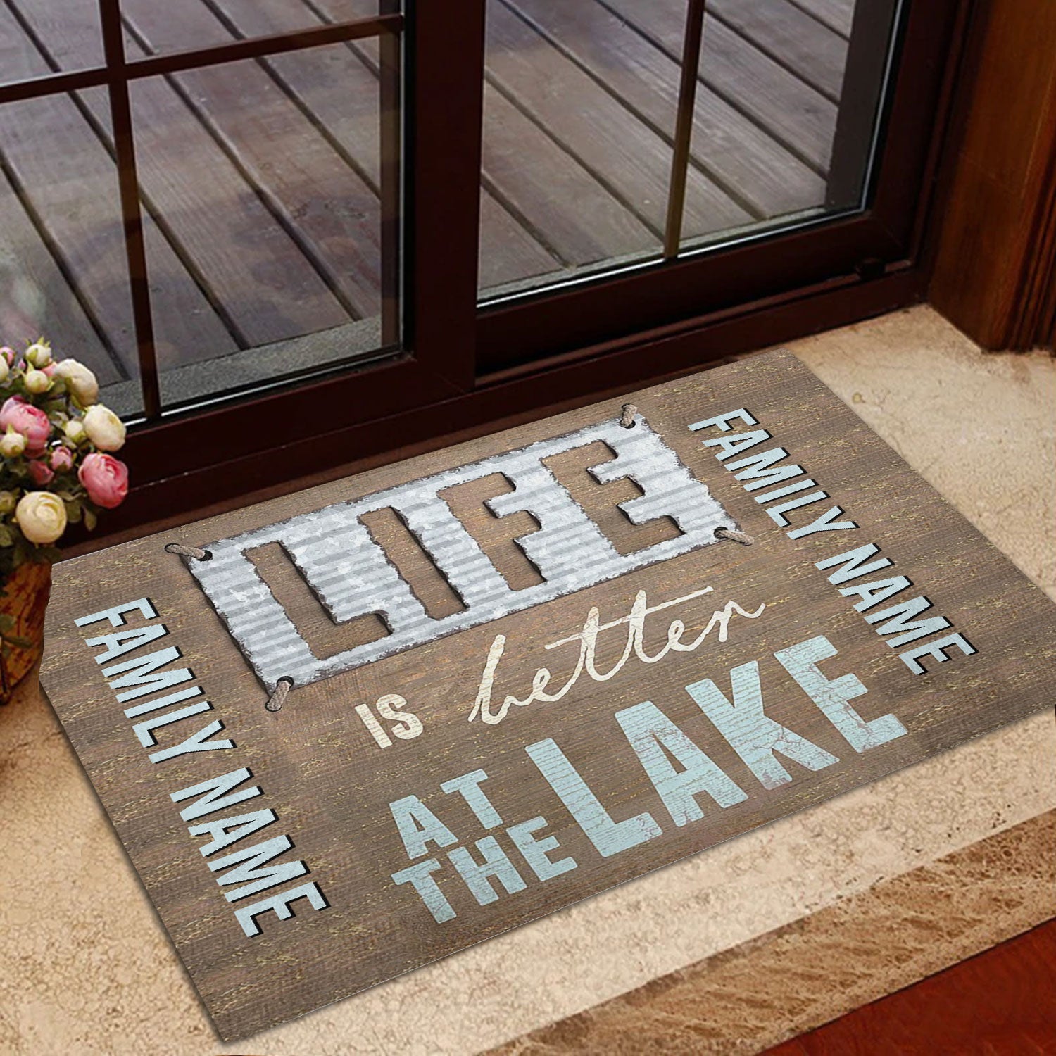 Ohaprints-Doormat-Outdoor-Indoor-Life-Is-Better-At-The-Lake-Light-Brown-Custom-Personalized-Name-Rubber-Door-Mat-1010-