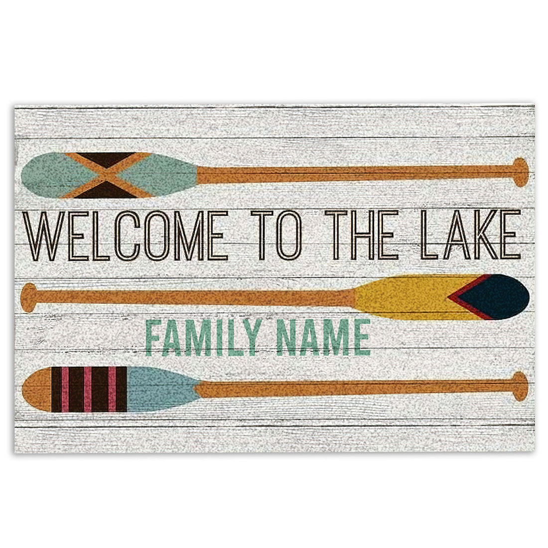 Ohaprints-Doormat-Outdoor-Indoor-Welcome-To-The-Lake-Wood-Pattern-Custom-Personalized-Name-Rubber-Door-Mat-1012-18'' x 30''