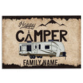 Ohaprints-Doormat-Outdoor-Indoor-Happy-Camper-Travel-Trailer-Brown-Custom-Personalized-Name-Rubber-Door-Mat-1013-18'' x 30''