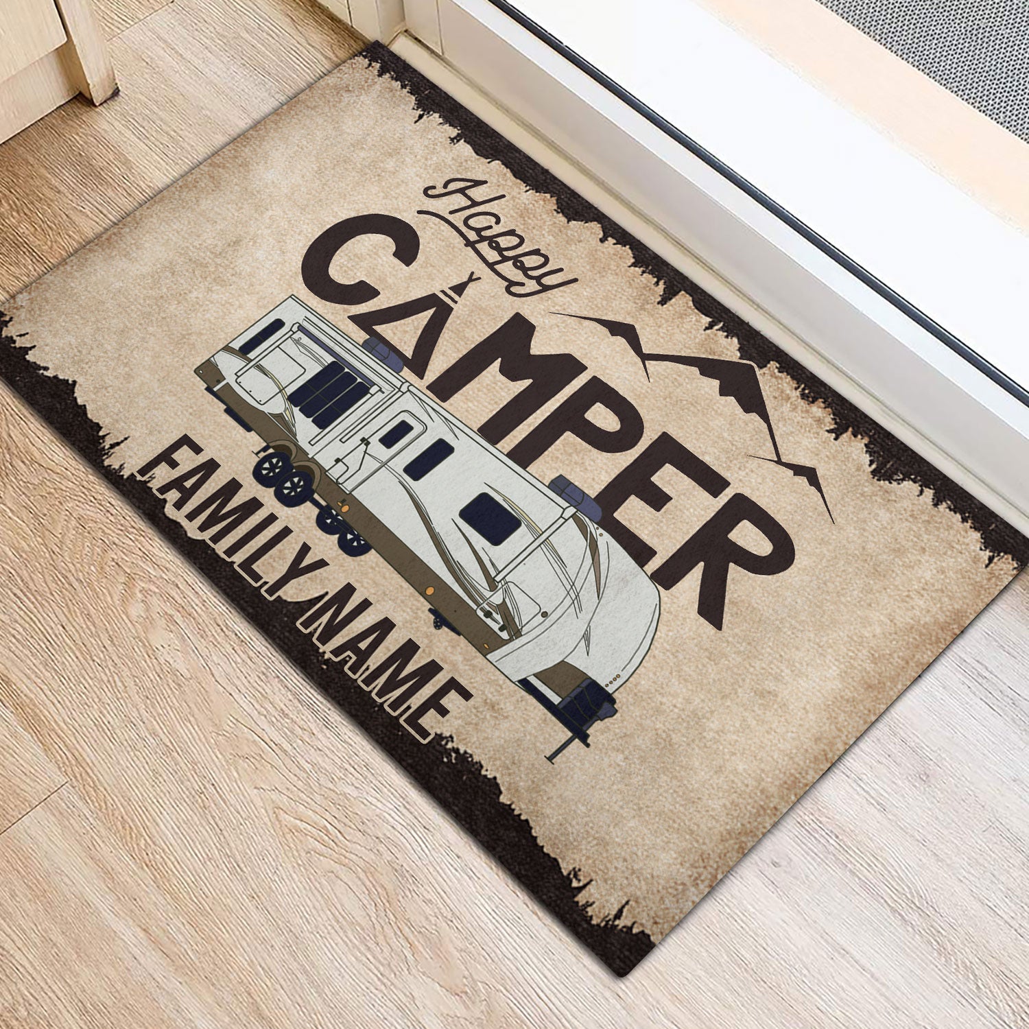 Ohaprints-Doormat-Outdoor-Indoor-Happy-Camper-Travel-Trailer-Brown-Custom-Personalized-Name-Rubber-Door-Mat-1013-