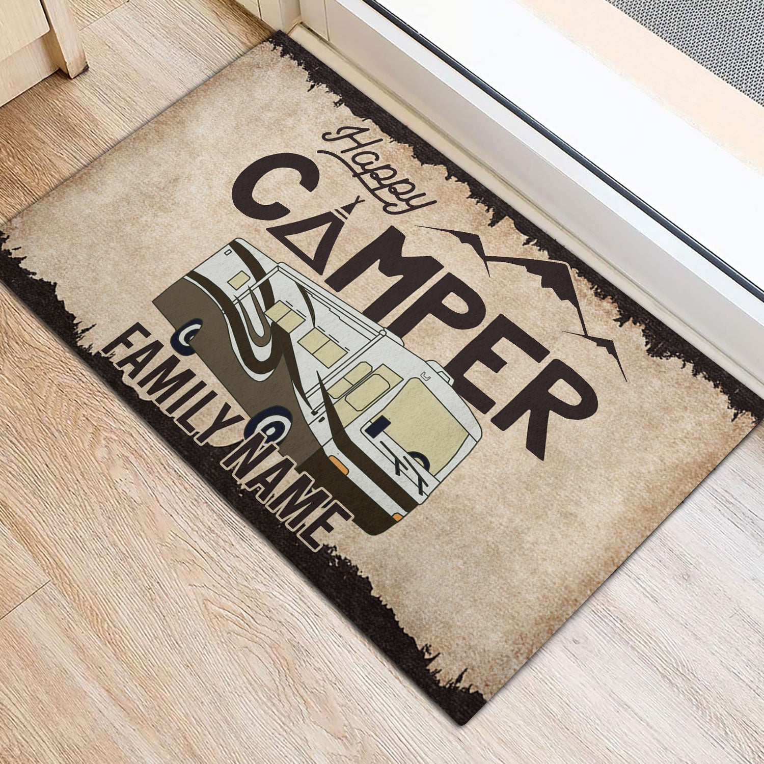 Ohaprints-Doormat-Outdoor-Indoor-Happy-Camper-Classic-A-Brown-Custom-Personalized-Name-Rubber-Door-Mat-1017-