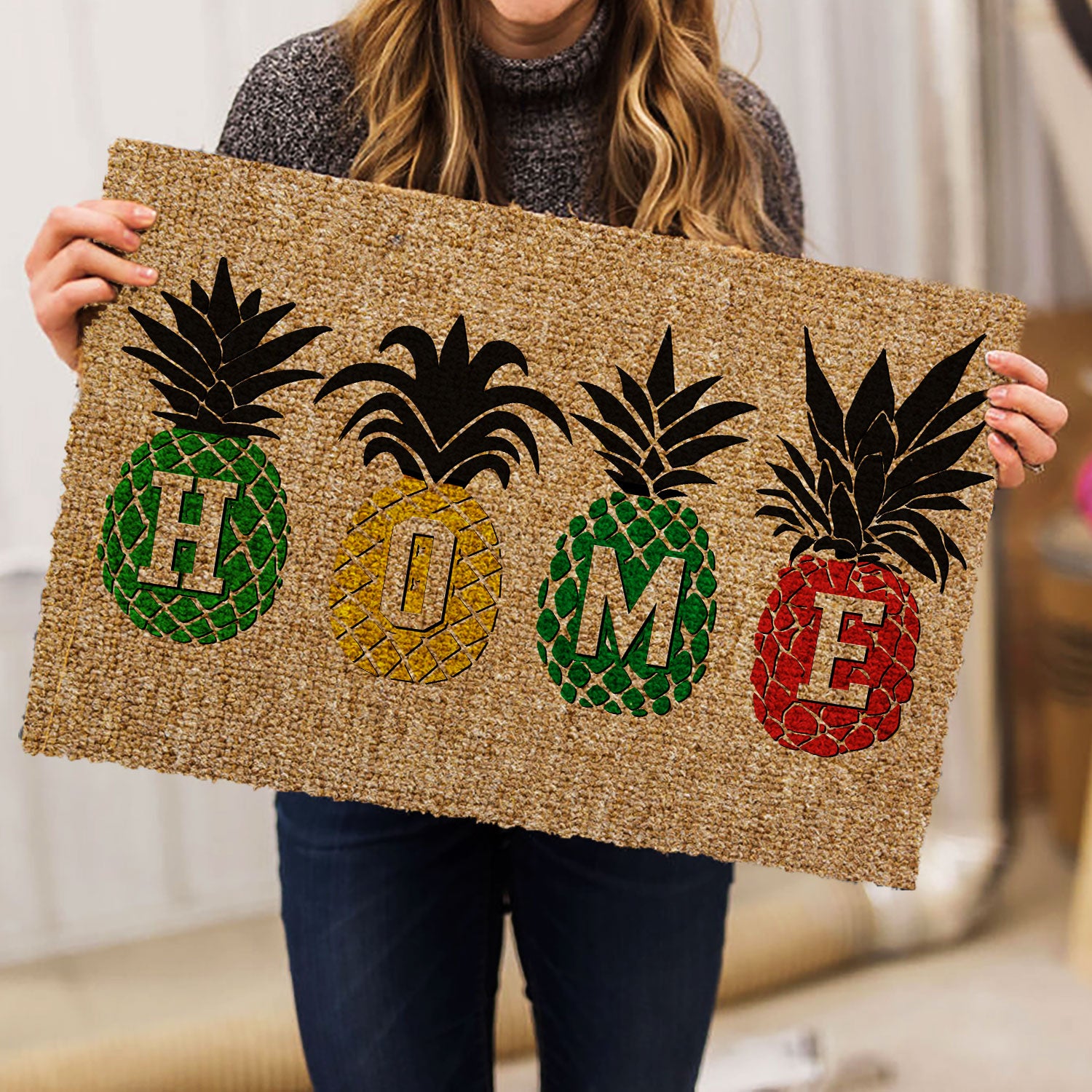 Ohaprints-Doormat-Outdoor-Indoor-Home-Sweet-Home-Pineapple-Home-Funny-Fresh-Hello-Summer-Brown-Rubber-Door-Mat-1019-