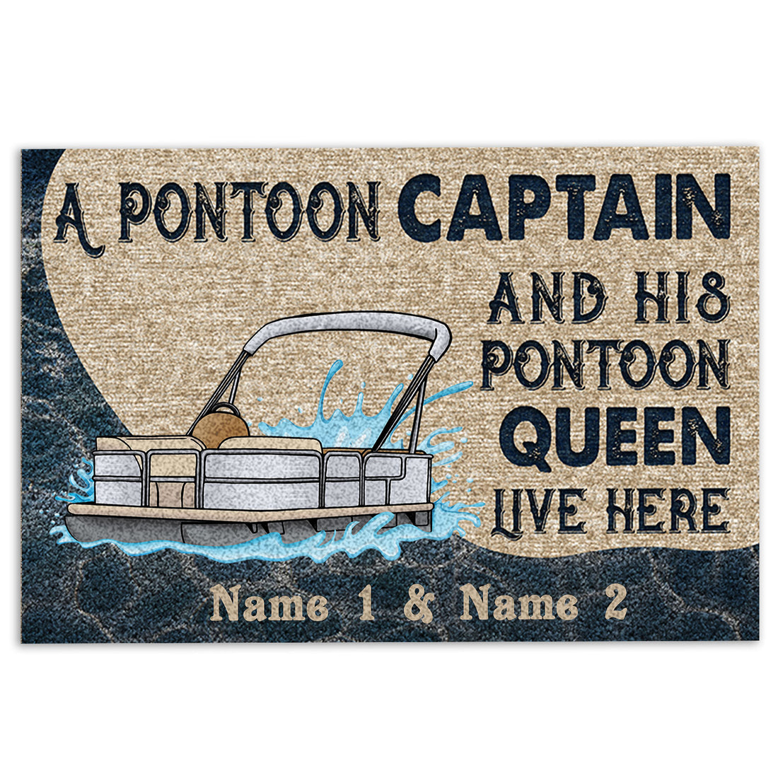 Ohaprints-Doormat-Outdoor-Indoor-A-Pontoon-Captain--His-Queen-Live-Here-Custom-Personalized-Name-Rubber-Door-Mat-482-18'' x 30''