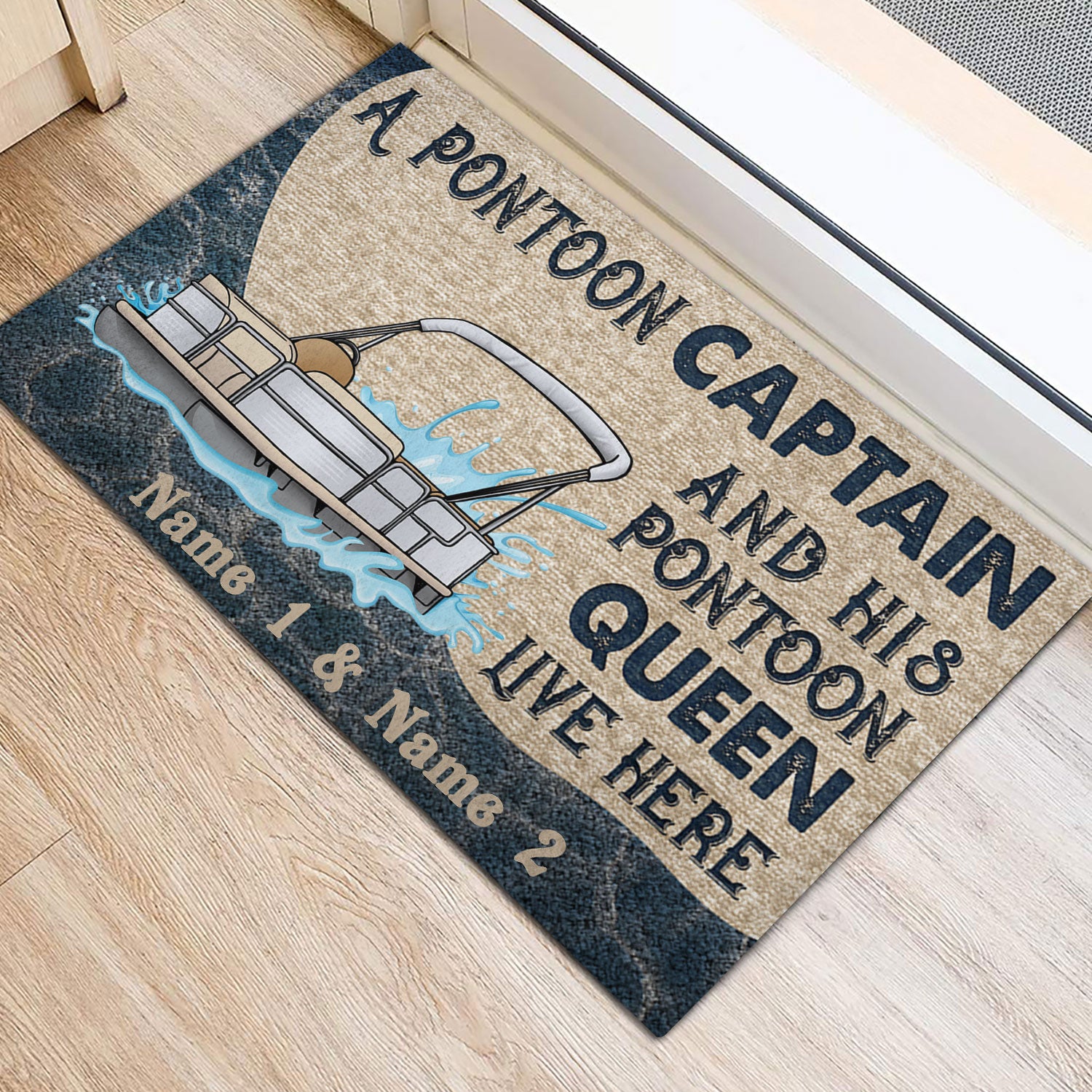 Ohaprints-Doormat-Outdoor-Indoor-A-Pontoon-Captain--His-Queen-Live-Here-Custom-Personalized-Name-Rubber-Door-Mat-482-