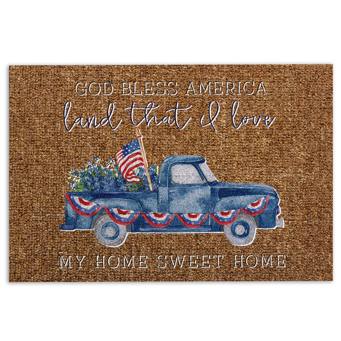 Ohaprints-Doormat-Outdoor-Indoor-God-Bless-America-Land-That-I-Love-My-Home-Sweet-Home-Truck-Rubber-Door-Mat-1027-18'' x 30''