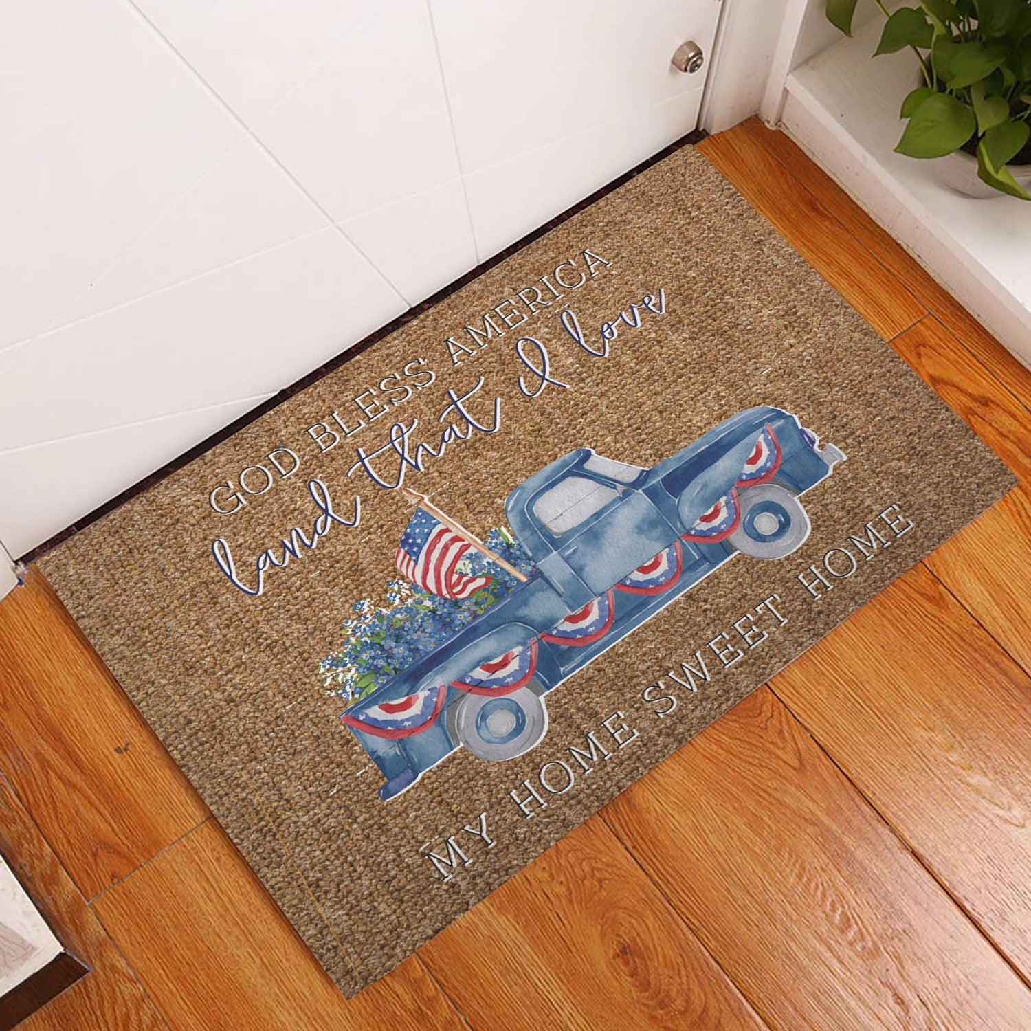 Ohaprints-Doormat-Outdoor-Indoor-God-Bless-America-Land-That-I-Love-My-Home-Sweet-Home-Truck-Rubber-Door-Mat-1027-