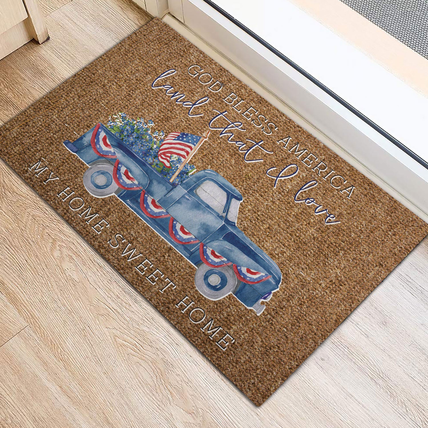 Ohaprints-Doormat-Outdoor-Indoor-God-Bless-America-Land-That-I-Love-My-Home-Sweet-Home-Truck-Rubber-Door-Mat-1027-