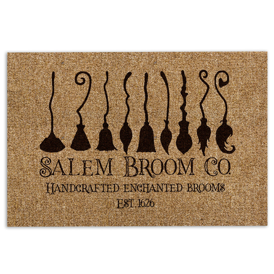 Ohaprints-Doormat-Outdoor-Indoor-Salem-Broom-Co-Handcrafted-Enchanted-Brooms-Est-1626-Brown-Rubber-Door-Mat-1100-18'' x 30''