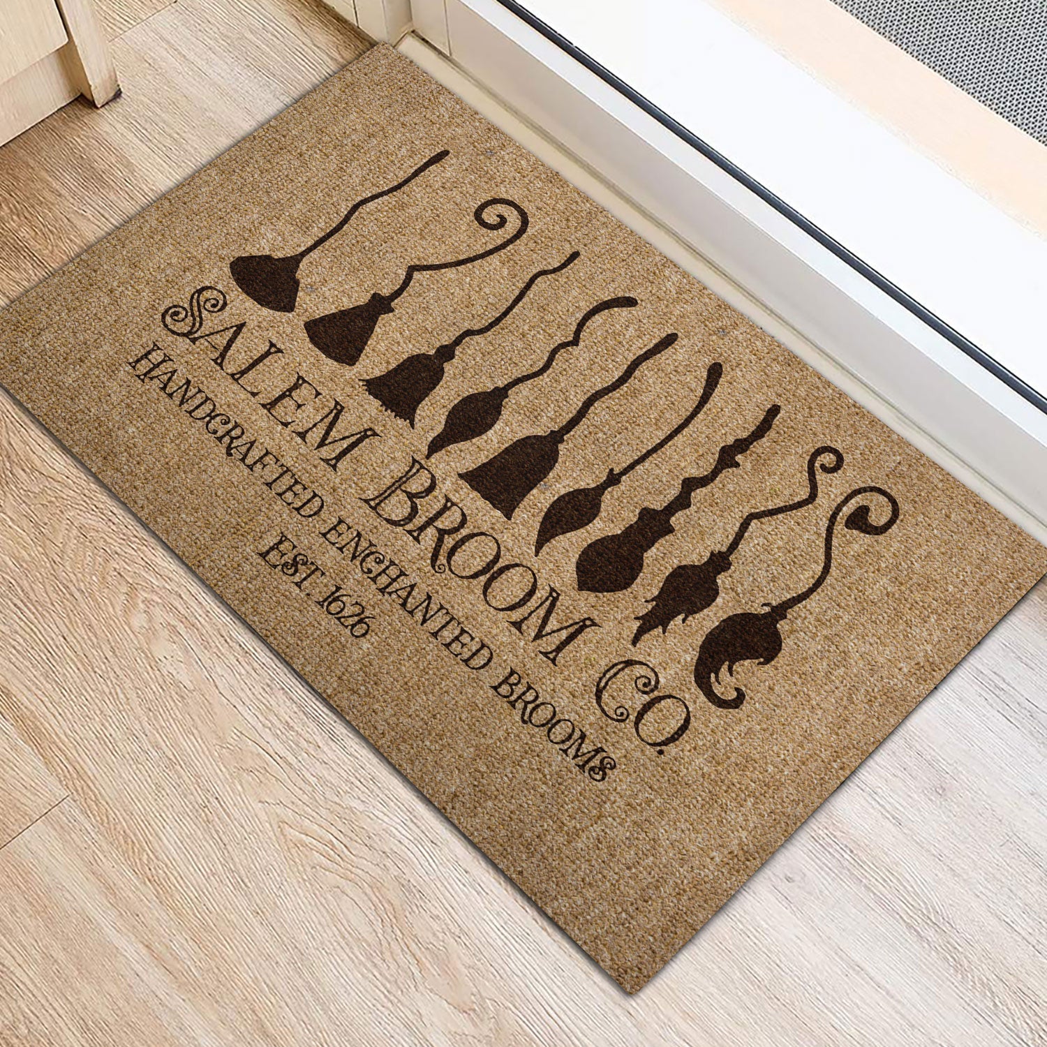 Ohaprints-Doormat-Outdoor-Indoor-Salem-Broom-Co-Handcrafted-Enchanted-Brooms-Est-1626-Brown-Rubber-Door-Mat-1100-