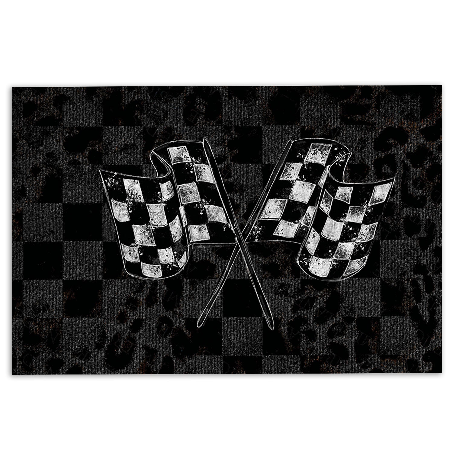 Ohaprints-Doormat-Outdoor-Indoor-Racing-Checkered-Flag-Crossed-Motorsport-Car-Win-Winner-Rubber-Door-Mat-1102-18'' x 30''