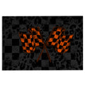 Ohaprints-Doormat-Outdoor-Indoor-Racing-Orange-Checkered-Flag-Crossed-Motorsport-Car-Winner-Rubber-Door-Mat-1104-18'' x 30''