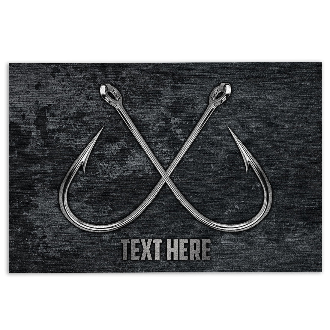 Ohaprints-Doormat-Outdoor-Indoor-Two-Fishing-Hook-Fisherman-Gift-Black-Custom-Personalized-Name-Rubber-Door-Mat-1108-18'' x 30''