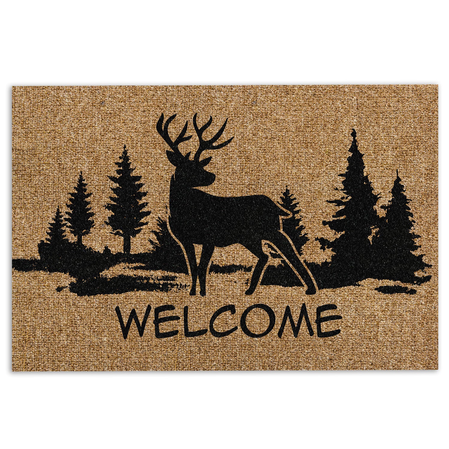 Ohaprints-Doormat-Outdoor-Indoor-Deer-Hunting-Forest-Brown-Pattern-Rubber-Door-Mat-1109-18'' x 30''