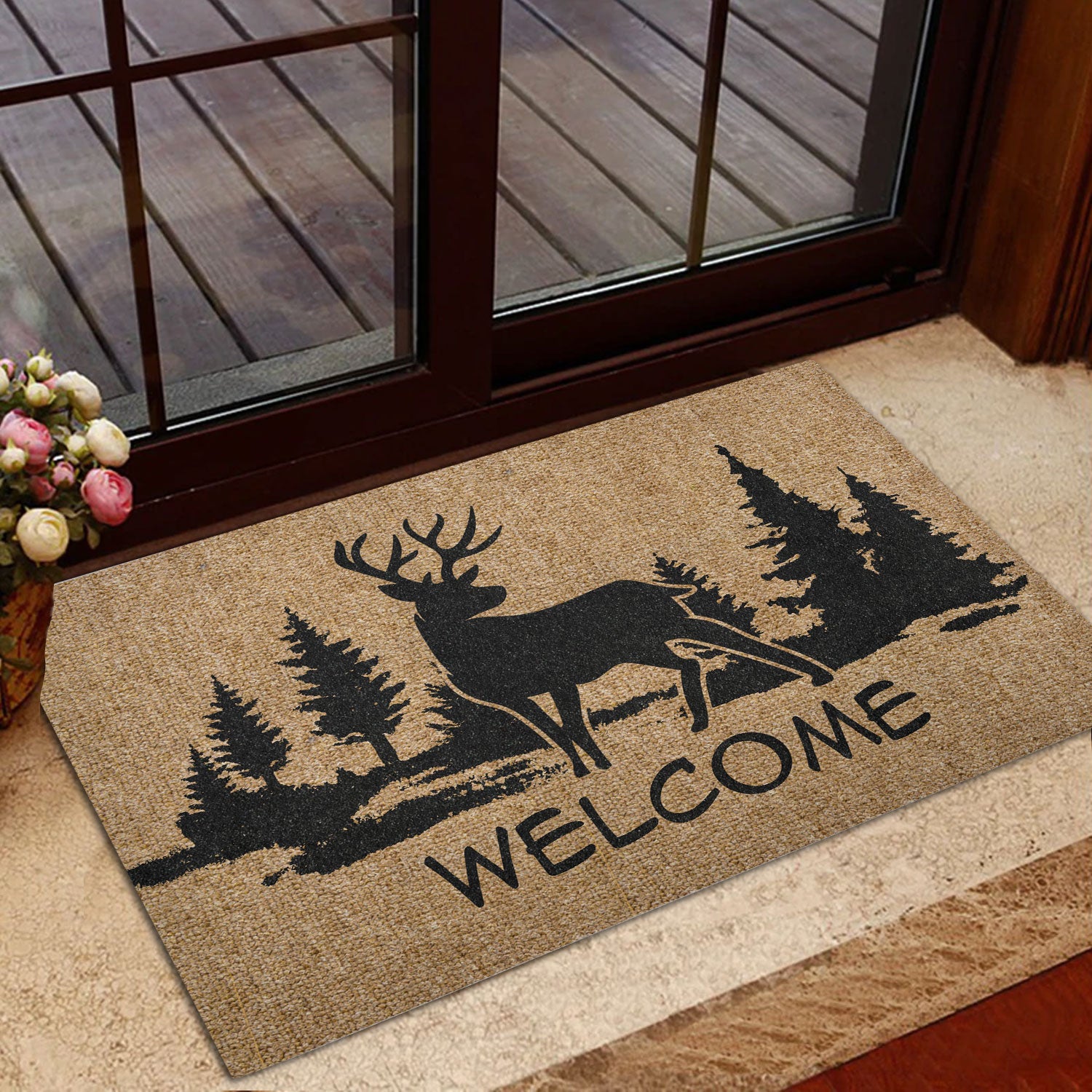 Ohaprints-Doormat-Outdoor-Indoor-Deer-Hunting-Forest-Brown-Pattern-Rubber-Door-Mat-1109-