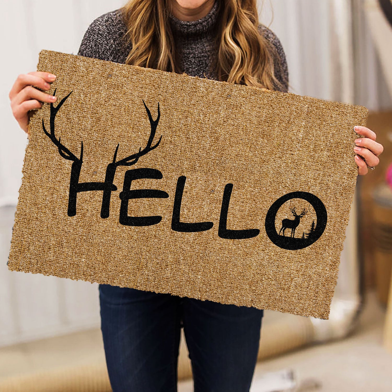 Ohaprints-Doormat-Outdoor-Indoor-Deer-Hunting-Forest-Deer-Hello-Brown-Pattern-Rubber-Door-Mat-1110-