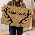 Ohaprints-Doormat-Outdoor-Indoor-Deer-Hunting-Forest-Deer-Horn-Brown-Custom-Personalized-Name-Rubber-Door-Mat-1111-