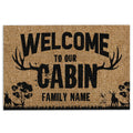 Ohaprints-Doormat-Outdoor-Indoor-Deer-Horn-Hunting-Welcome-To-Our-Cabin-Custom-Personalized-Name-Rubber-Door-Mat-1112-18'' x 30''