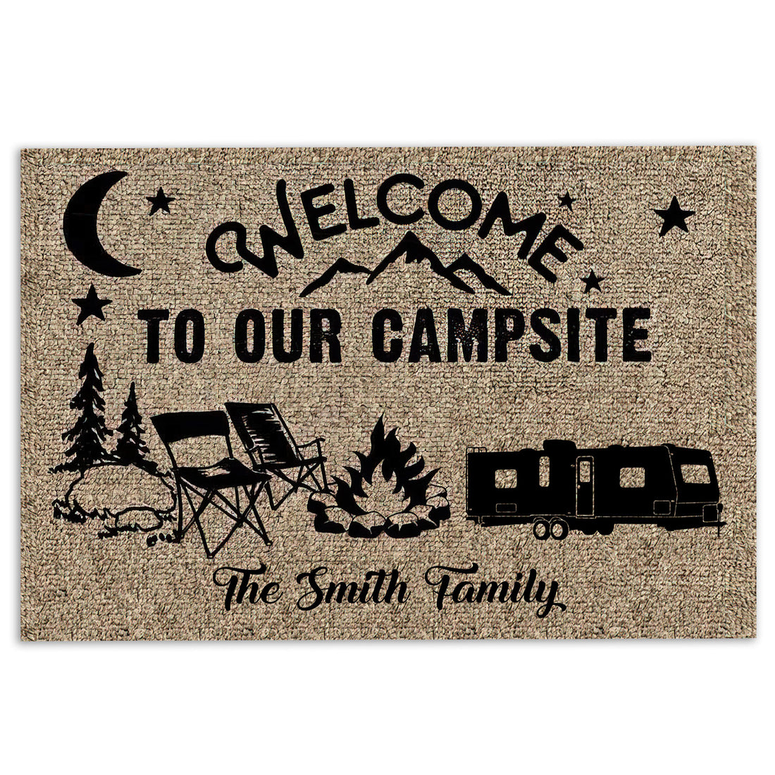 Ohaprints-Doormat-Outdoor-Indoor-Welcome-To-Our-Campsite-5Th-Wheel-Custom-Personalized-Name-Rubber-Door-Mat-1157-18'' x 30''