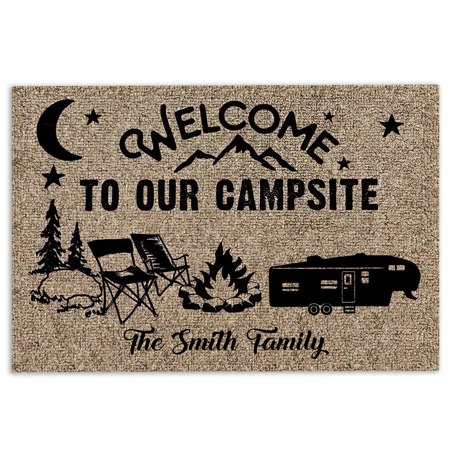 Ohaprints-Doormat-Outdoor-Indoor-Welcome-To-Our-Campsite-Camping-Custom-Personalized-Name-Rubber-Door-Mat-1158-18'' x 30''