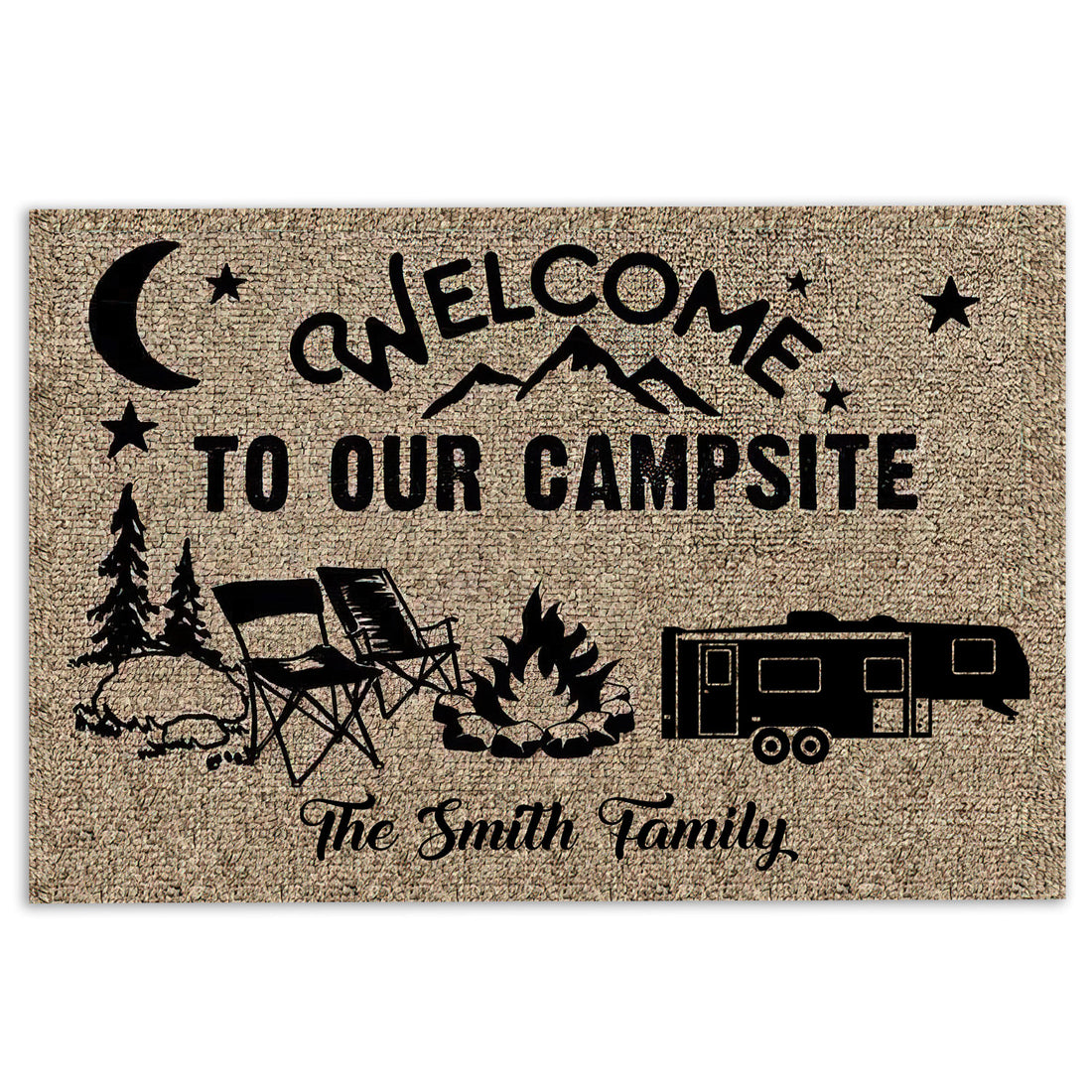 Ohaprints-Doormat-Outdoor-Indoor-5Th-Wheel-Welcome-To-Our-Campsite-Custom-Personalized-Name-Rubber-Door-Mat-1159-18'' x 30''