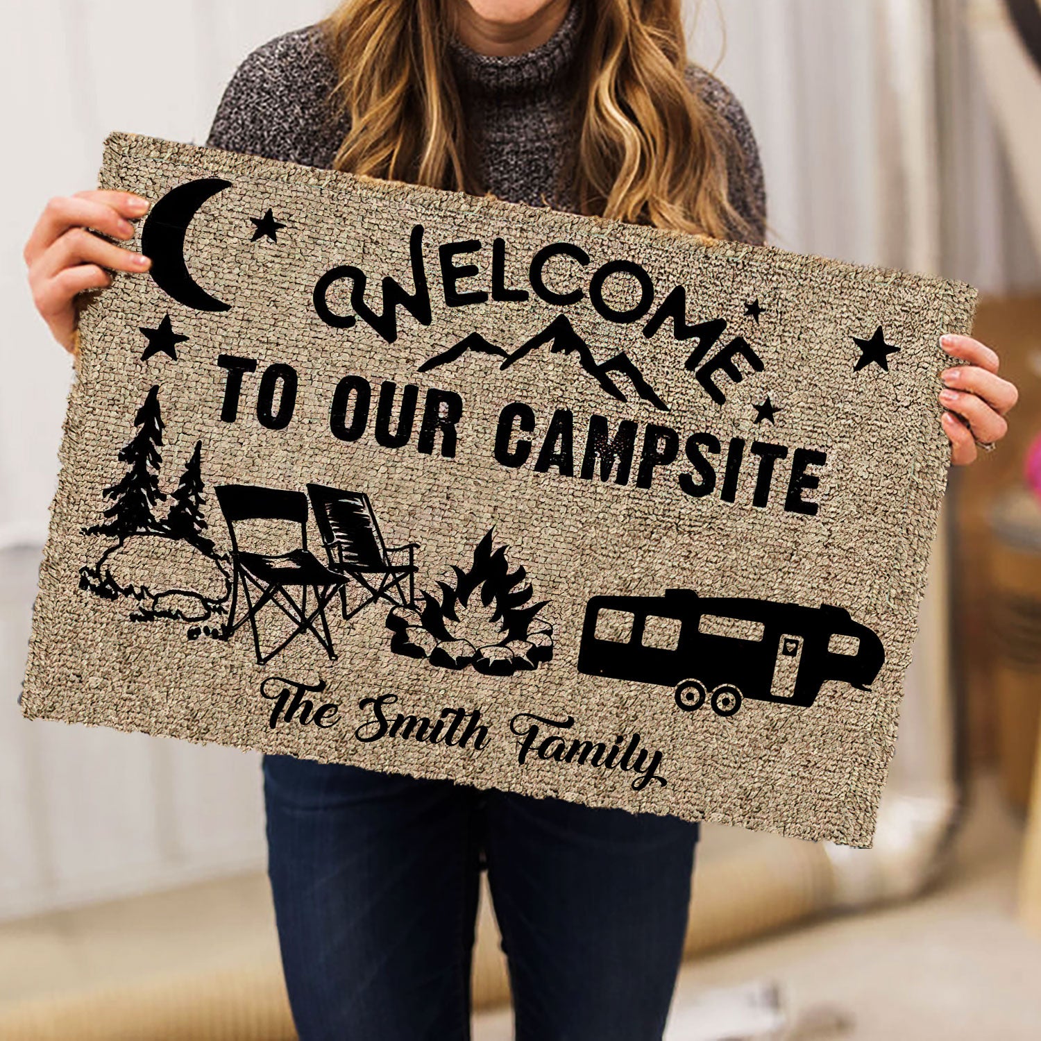 Ohaprints-Doormat-Outdoor-Indoor-Welcome-Our-Campsite-5Th-Wheel-Camping-Custom-Personalized-Name-Rubber-Door-Mat-1160-