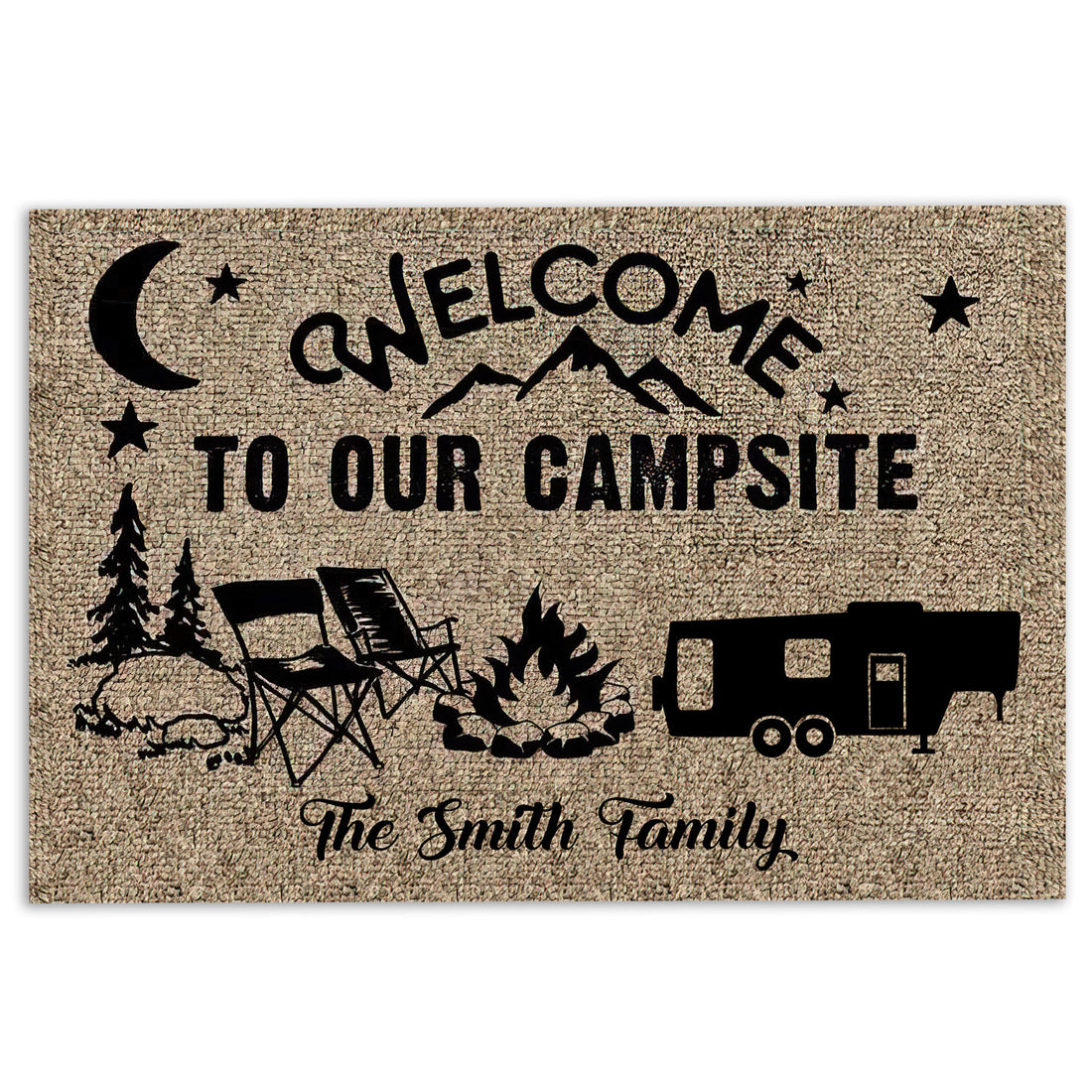 Ohaprints-Doormat-Outdoor-Indoor-Camping-Welcome-To-Our-Campsite-Custom-Personalized-Name-Rubber-Door-Mat-1162-18'' x 30''