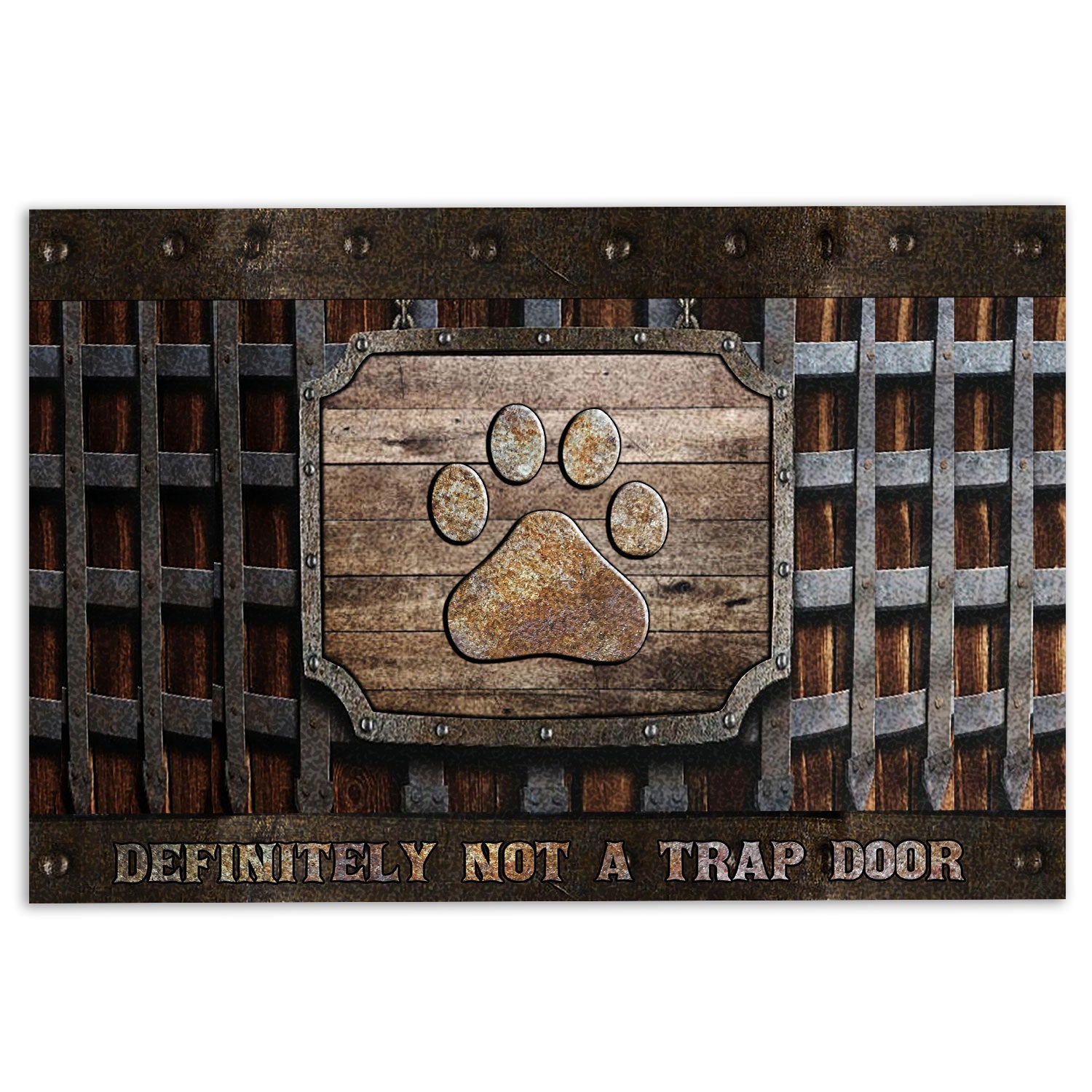 Ohaprints-Doormat-Outdoor-Indoor-Dog-Cat-Paw-Definitely-Not-A-Trap-Door-Metal-Hatch-Pattern-Rubber-Door-Mat-1163-18'' x 30''