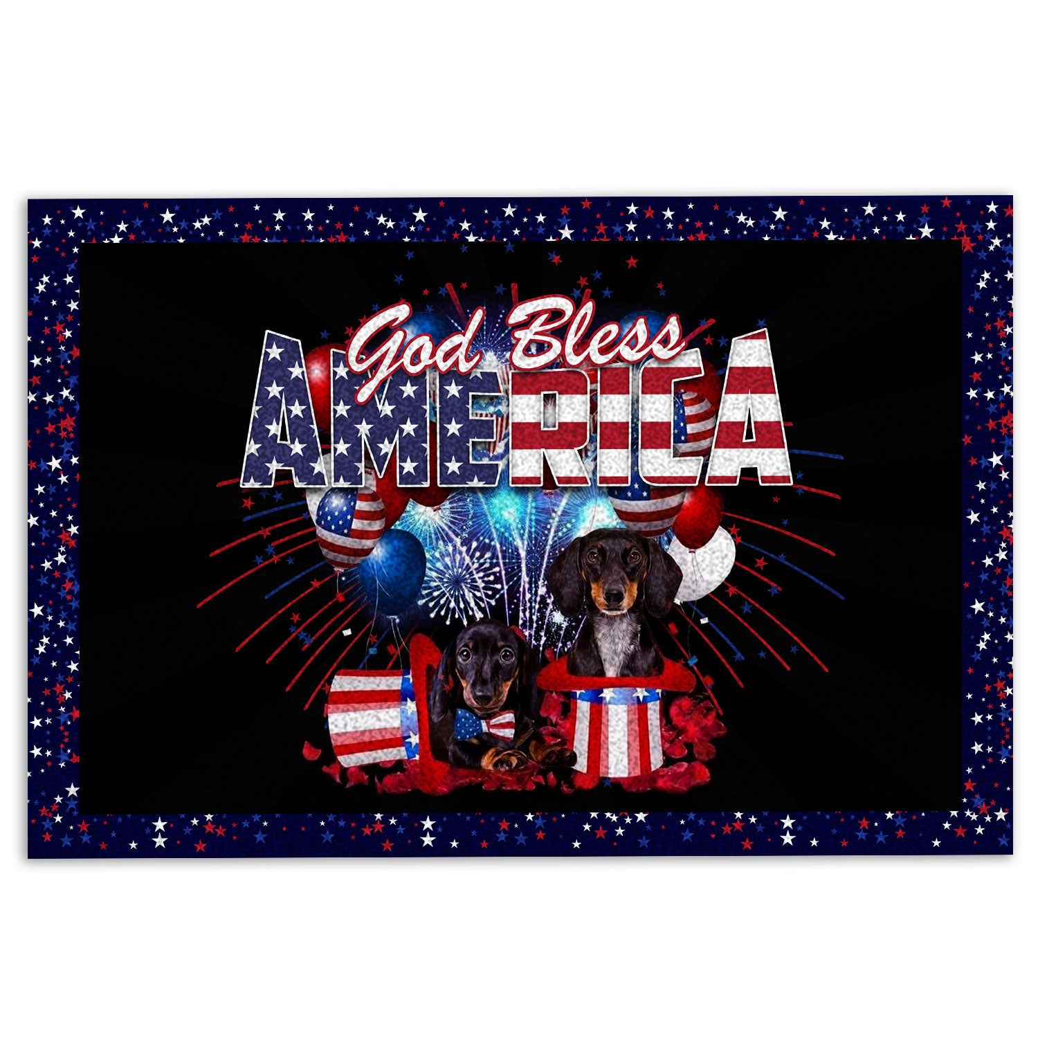 Ohaprints-Doormat-Outdoor-Indoor-Dachshund-Wiener-Dog-God-Bless-America-Patriotic-4Th-Of-July-Rubber-Door-Mat-1178-18'' x 30''