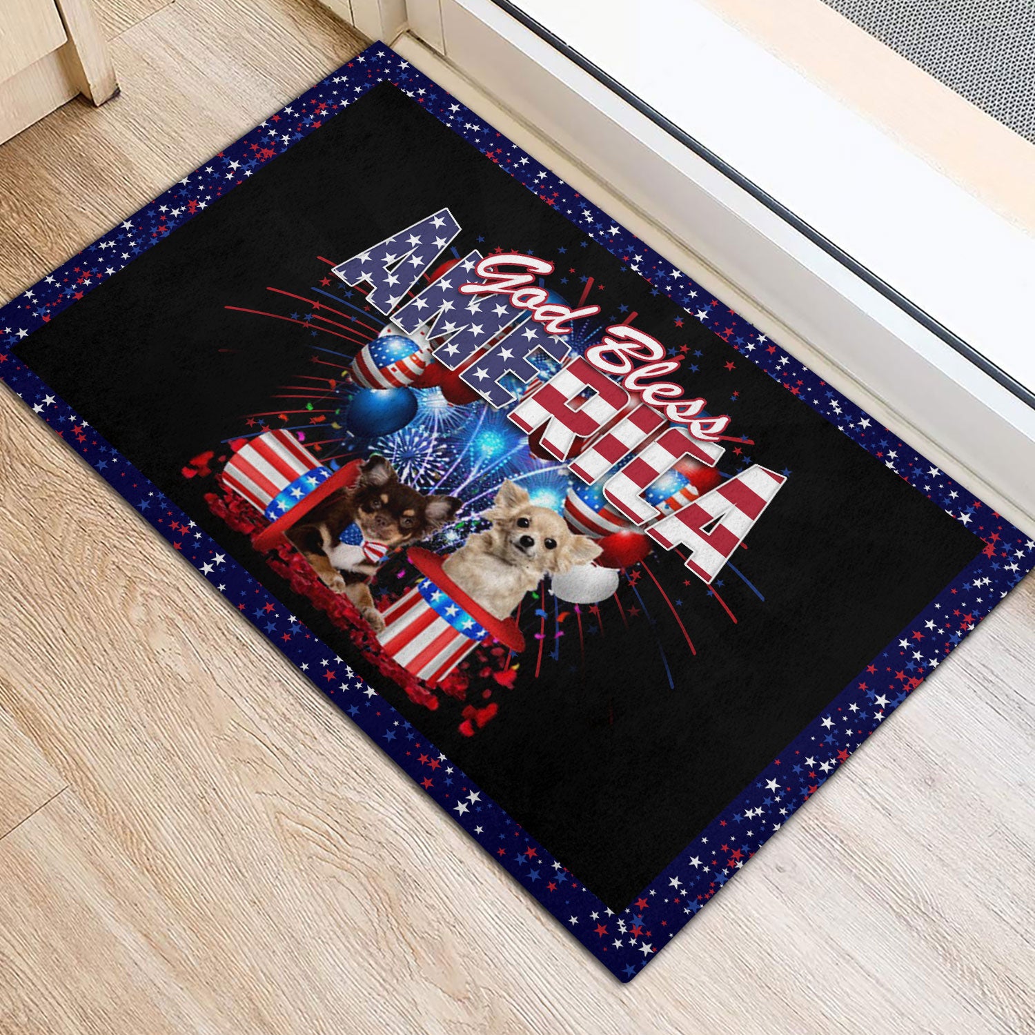 Ohaprints-Doormat-Outdoor-Indoor-Chihuahua-God-Bless-America-Patriotic-4Th-Of-July-Independence-Rubber-Door-Mat-1179-