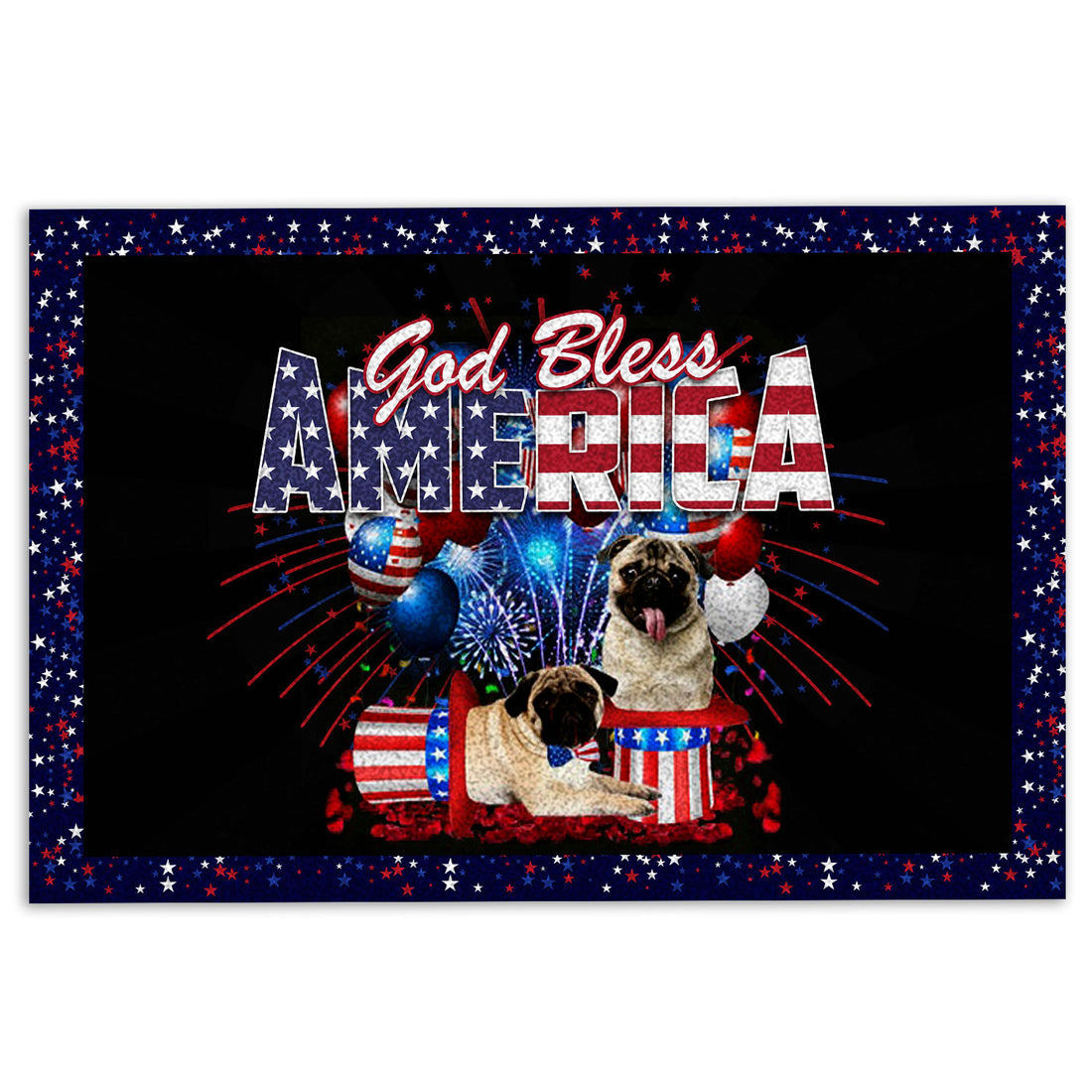 Ohaprints-Doormat-Outdoor-Indoor-Pug-God-Bless-America-Patriotic-4Th-Of-July-Independence-Day-Rubber-Door-Mat-1180-18'' x 30''