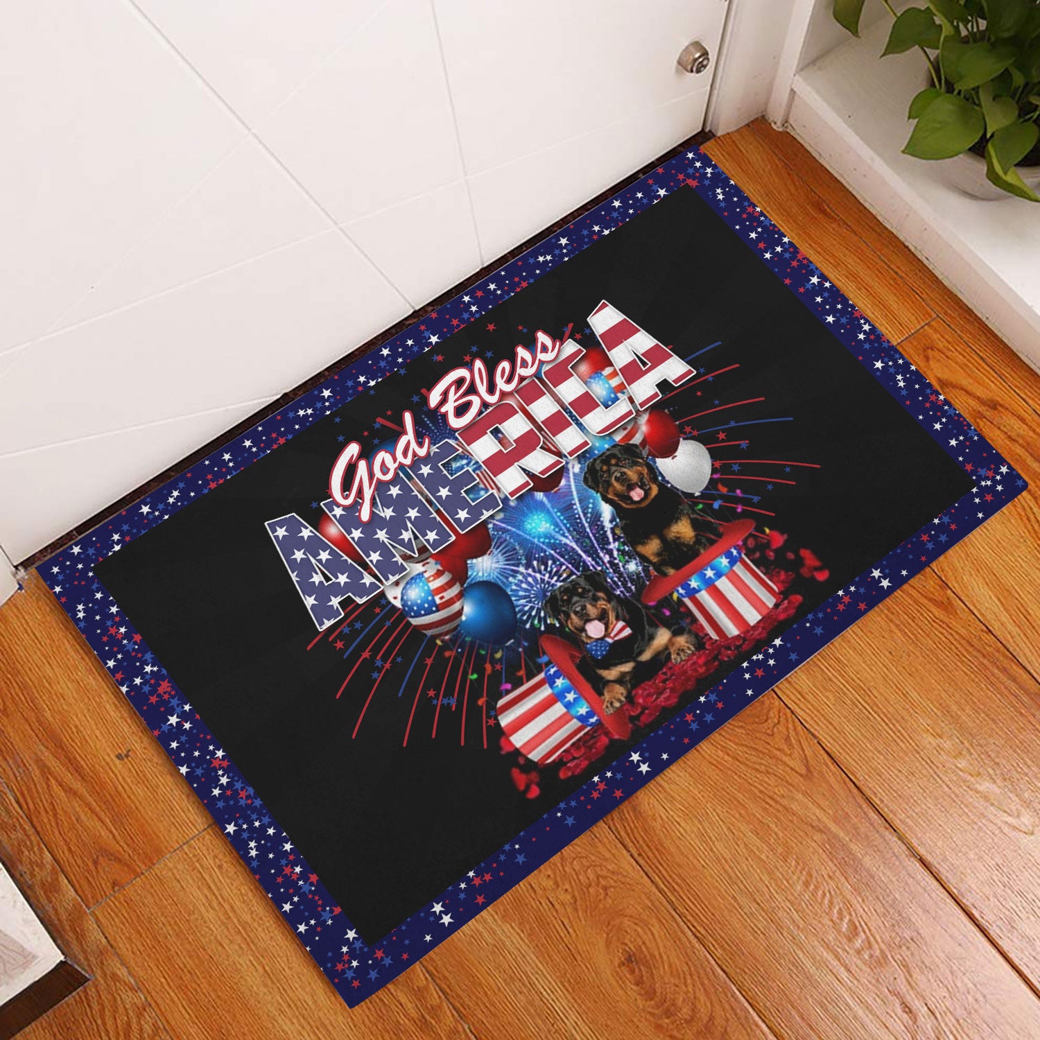 Ohaprints-Doormat-Outdoor-Indoor-Rottweiler-God-Bless-America-Patriotic-4Th-Of-July-Independence-Rubber-Door-Mat-1182-