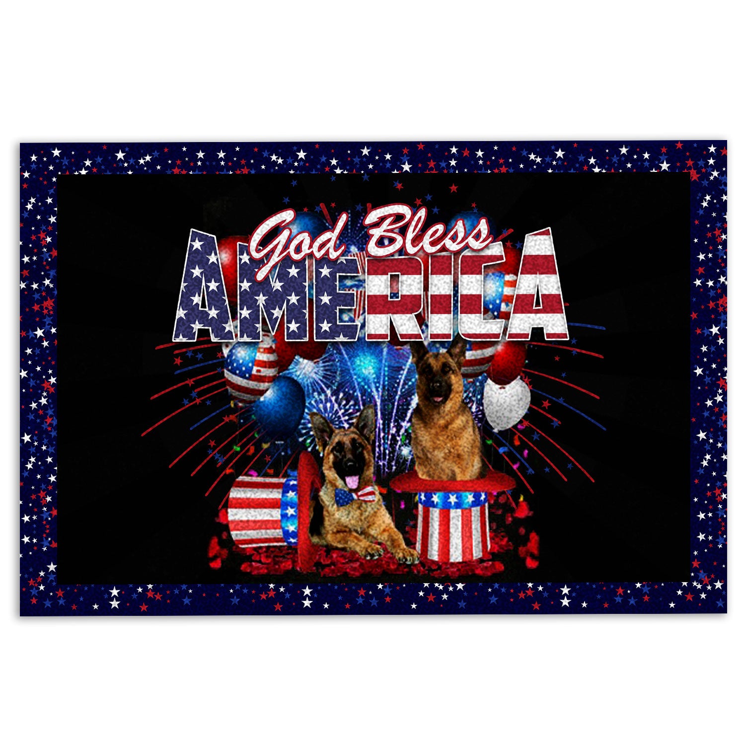 Ohaprints-Doormat-Outdoor-Indoor-German-Shepherd-Dog-God-Bless-America-Patriotic-4Th-Of-July-Rubber-Door-Mat-1183-18'' x 30''