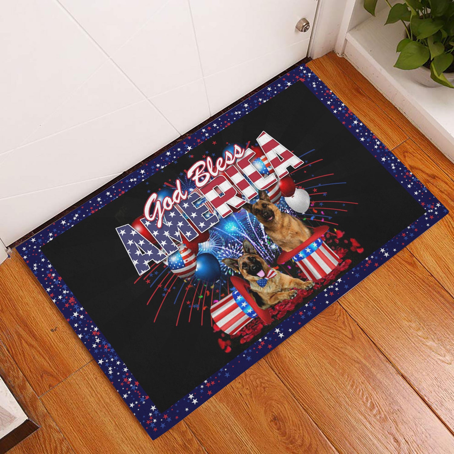 Ohaprints-Doormat-Outdoor-Indoor-German-Shepherd-Dog-God-Bless-America-Patriotic-4Th-Of-July-Rubber-Door-Mat-1183-