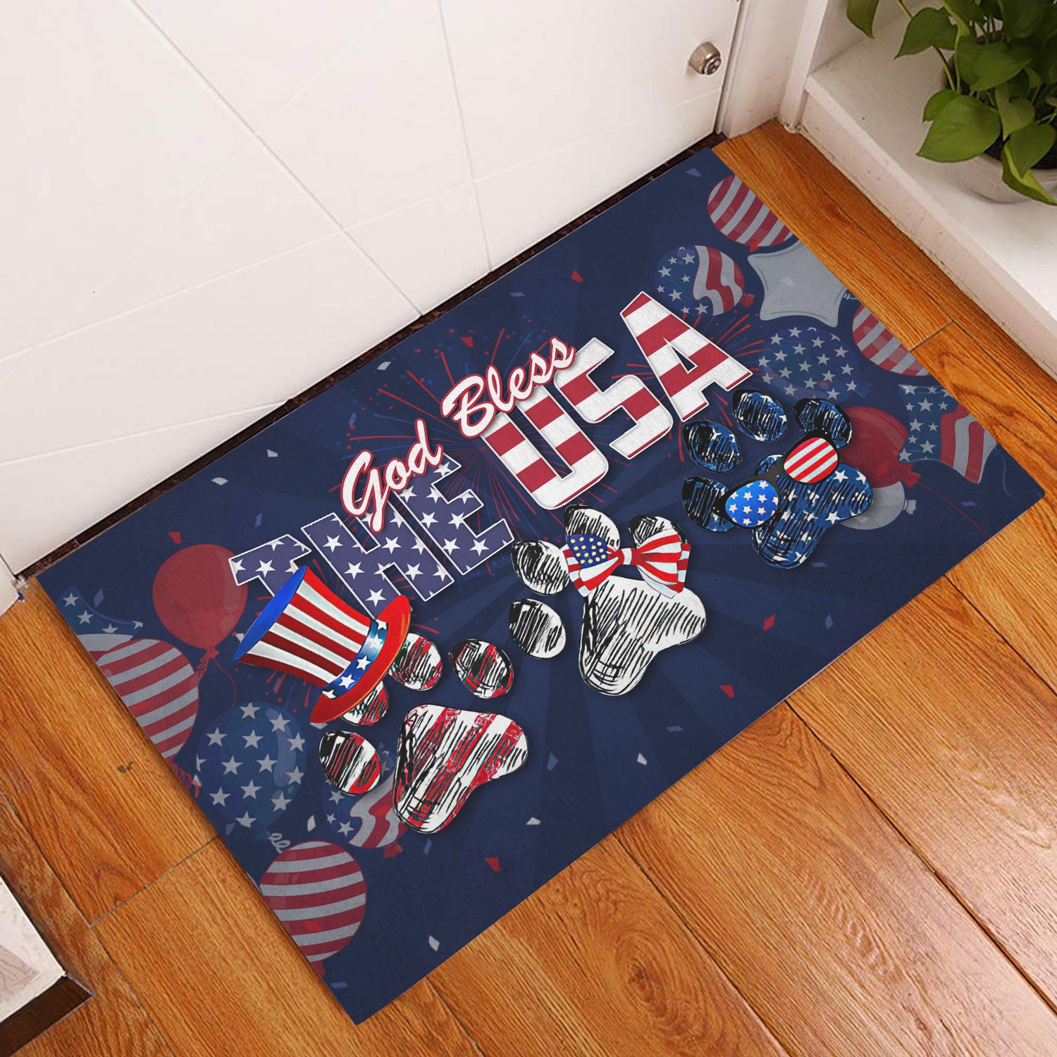 Ohaprints-Doormat-Outdoor-Indoor-Dog-God-Bless-The-Usa-Patriotic-4Th-Of-July-Independence-Day-Rubber-Door-Mat-1185-